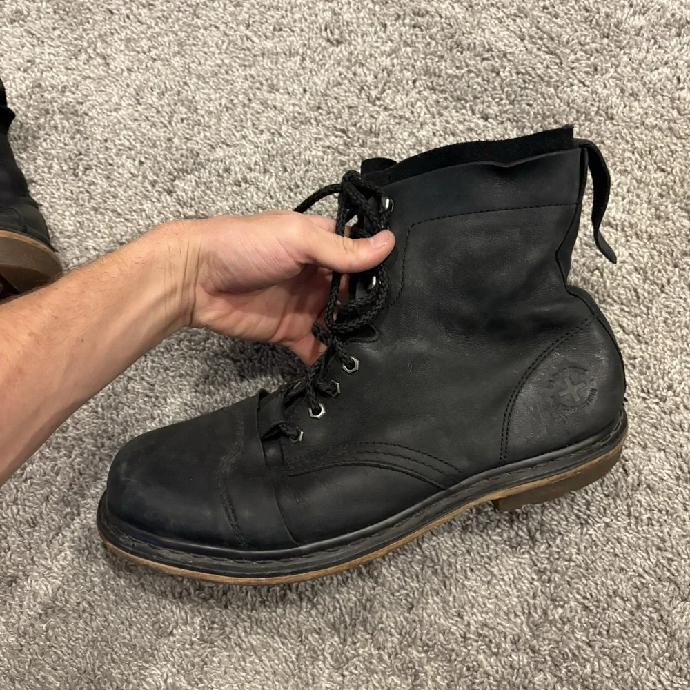 Vintage Dr. Doc Martens Pier Combat Boots Mens Shoes Size 12 Black Leather COOL
